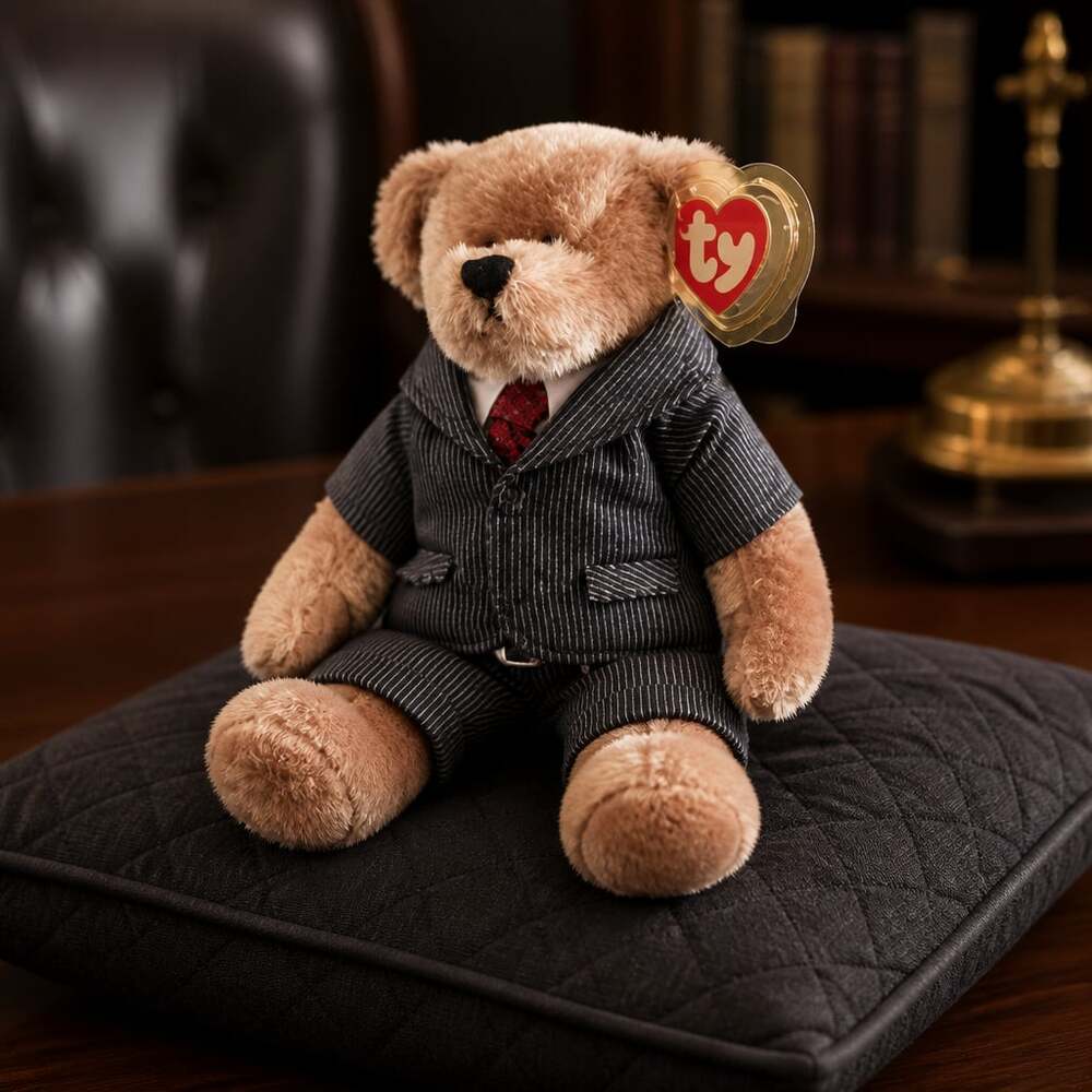 TY Attic Treasures "William" Bear 12" Original Suit, !CREASED TAG! SEE PIC